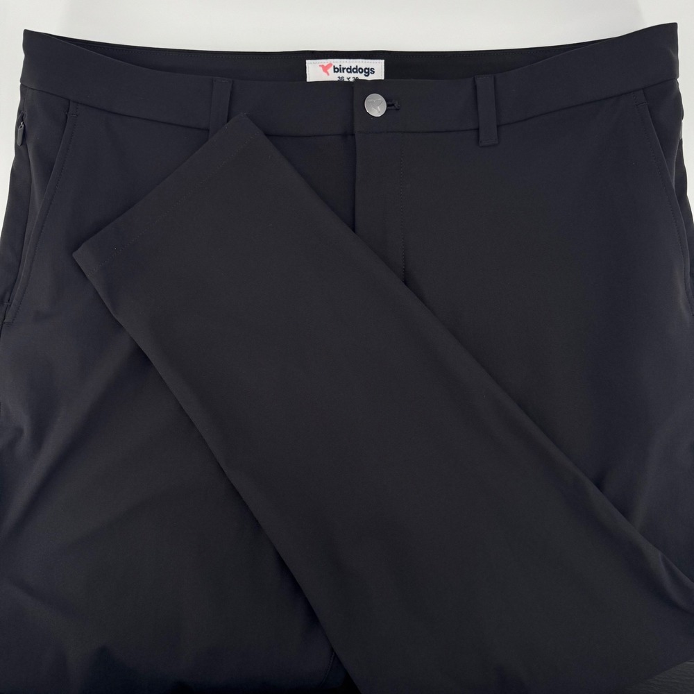 Birddogs Slim Fit Performance Pants Mens 36x30 Black Polyester Golf Chino